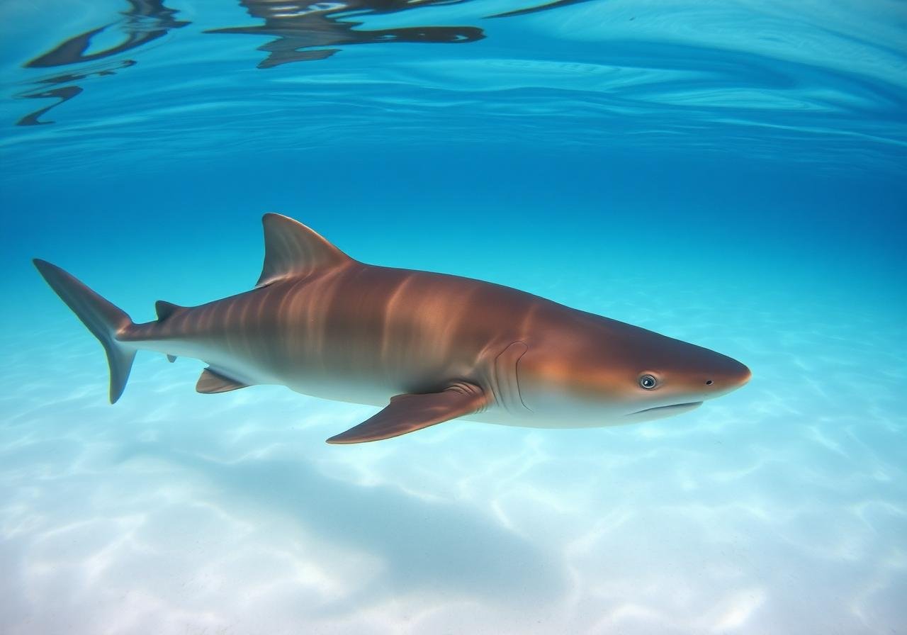 A nurse shark resting in shallow turquoise water